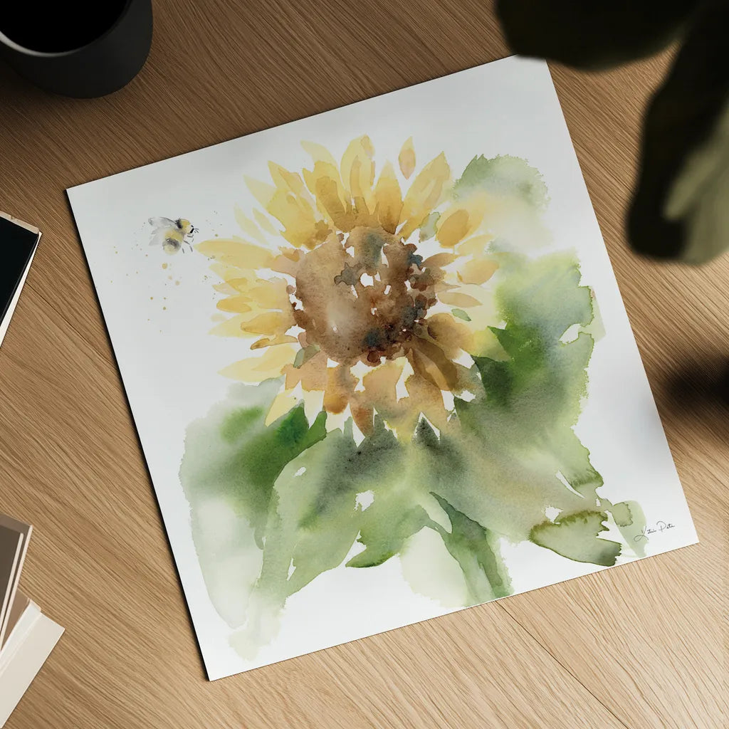 Sunflower Meadow III by Katrina Pete. Shown as a detailed flat fine art print, highlighting archival giclee quality. Available as an archival giclee rolled canvas, fine art paper, or poster print. SKU 72082a.