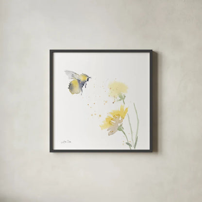 Sunflower Meadow IV by Katrina Pete. Shown in a sleek black glass frame for a contemporary gallery look. Available as an archival giclee rolled canvas, fine art paper, or poster print. SKU 72083a.