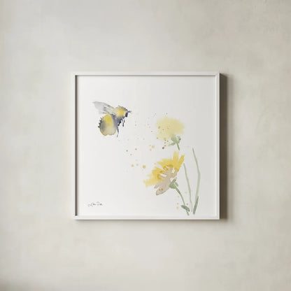 Sunflower Meadow IV by Katrina Pete. Shown in a crisp white glass frame for a clean and minimalist style. Available as an archival giclee rolled canvas, fine art paper, or poster print. SKU 72083a.
