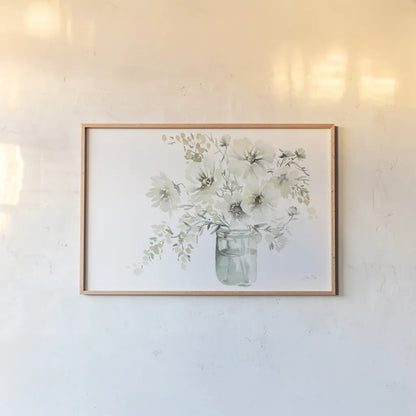Sunrise Bouquet by Katrina Pete. shown as a paper print in a natural frame. Available as a archival giclee rolled canvas, fine art paper, or poster print. SKU 67128i.