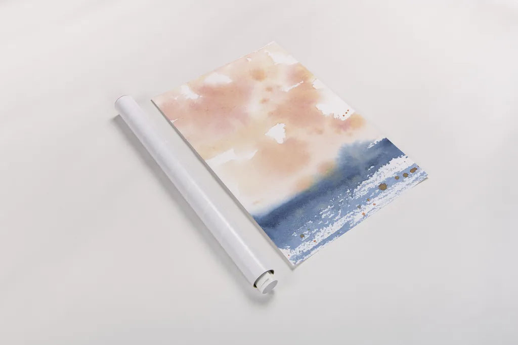 Sunrise Seascape I by Katrina Pete. shown as a rolled paper print. Available as archival giclee rolled canvas, fine art paper, or poster print. SKU 65952h.