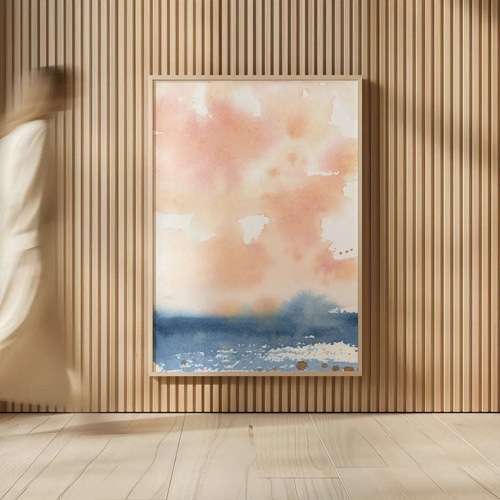 Sunrise Seascape I by Katrina Pete. shown as over sized large wall art. Available as an archival giclee rolled canvas, fine art paper, or poster print. SKU 65952h.