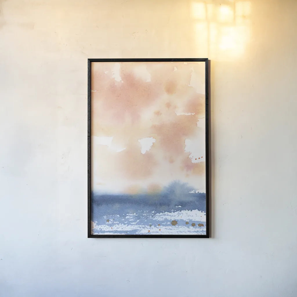 Sunrise Seascape I by Katrina Pete. shown as a paper print in a black flame. Available as a archival giclee rolled canvas, fine art paper, or poster print. SKU 65952h.