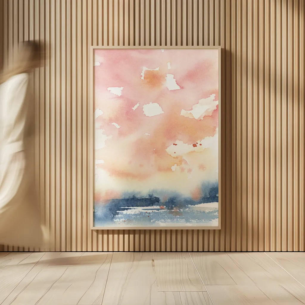 Sunrise Seascape II by Katrina Pete. shown as over sized large wall art. Available as an archival giclee rolled canvas, fine art paper, or poster print. SKU 65953h.