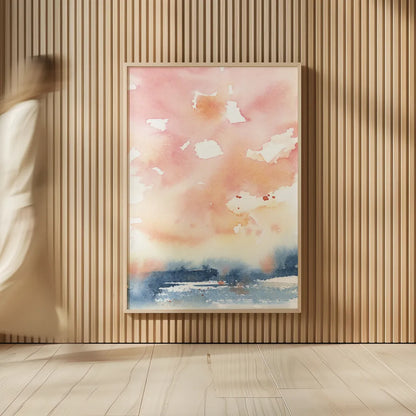 Sunrise Seascape II by Katrina Pete. shown as over sized large wall art. Available as an archival giclee rolled canvas, fine art paper, or poster print. SKU 65953h.