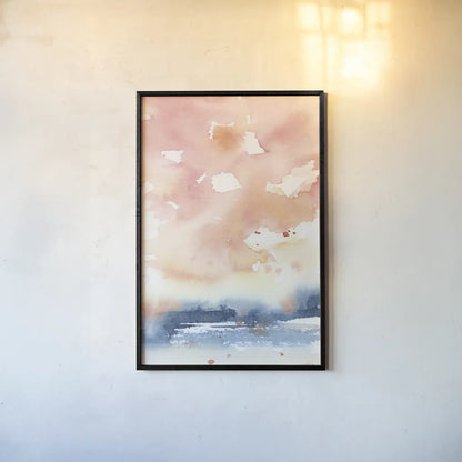 Sunrise Seascape II by Katrina Pete. shown as a paper print in a black flame. Available as a archival giclee rolled canvas, fine art paper, or poster print. SKU 65953h.