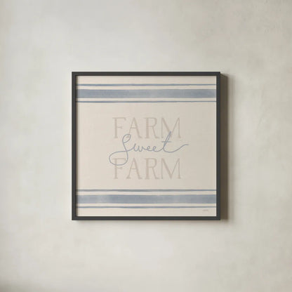 Sweet Farm I by Katrina Pete. Shown in a sleek black glass frame for a contemporary gallery look. Available as an archival giclee rolled canvas, fine art paper, or poster print. SKU 87297a.
