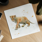 Tiger Cub by Katrina Pete. Shown as a detailed flat fine art print, highlighting archival giclee quality. Available as an archival giclee rolled canvas, fine art paper, or poster print. SKU 66165a.
