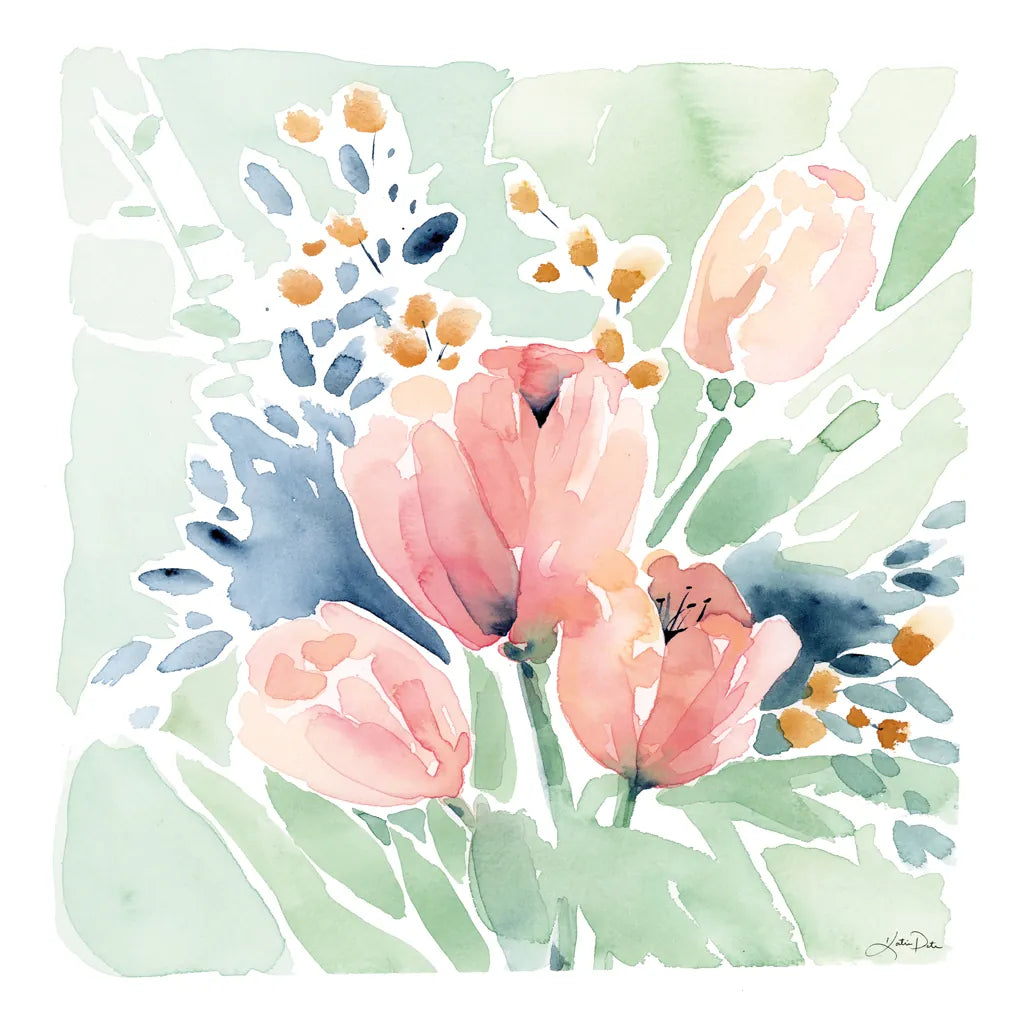 Tulip Bower by Katrina Pete. SKU 71755a. Archival Giclee Fine art print for wall decor.