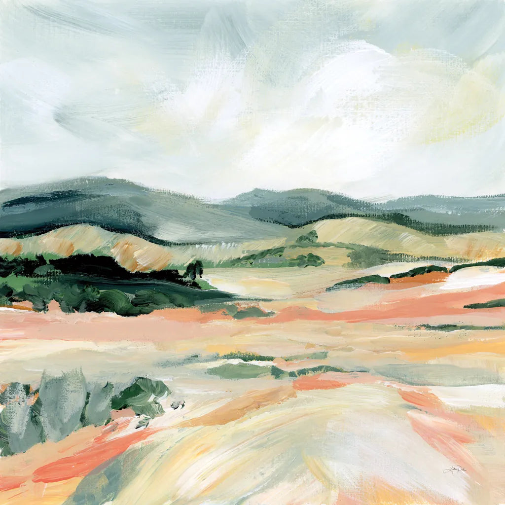 Vermillion Landscape I by Katrina Pete. SKU 65941a. Archival Giclee Fine art print for wall decor.