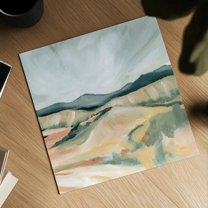 Vermillion Landscape II by Katrina Pete. Shown as a detailed flat fine art print, highlighting archival giclee quality. Available as an archival giclee rolled canvas, fine art paper, or poster print. SKU 65942a.