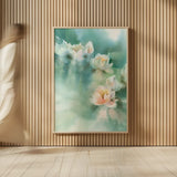Water Lily I by Katrina Pete. shown as over sized large wall art. Available as an archival giclee rolled canvas, fine art paper, or poster print. SKU 77659h.
