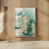 Water Lily II by Katrina Pete. shown as over sized large wall art. Available as an archival giclee rolled canvas, fine art paper, or poster print. SKU 77660h.