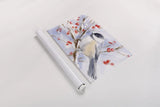 Watercolor Chickadee by Katrina Pete. shown as a rolled paper print. Available as archival giclee rolled canvas, fine art paper, or poster print. SKU 102529i.