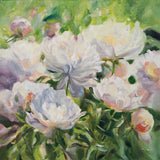 White Impressionistic Peonies by Katrina Pete. SKU 94272a. Archival Giclee Fine art print for wall decor.