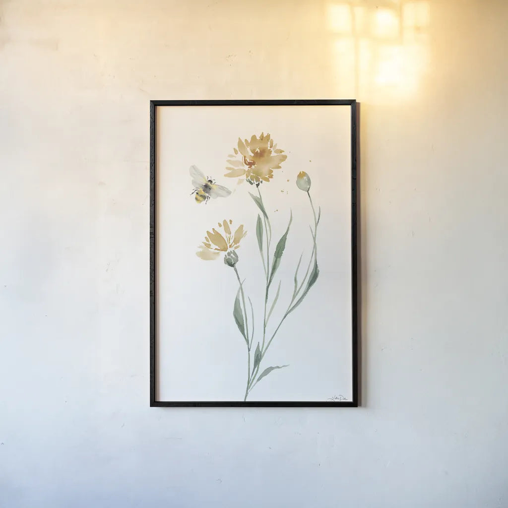 Wild for Honeybloom Wildflowers III by Katrina Pete. shown as a paper print in a black flame. Available as a archival giclee rolled canvas, fine art paper, or poster print. SKU 88076h.