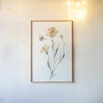 Wild for Honeybloom Wildflowers III by Katrina Pete. shown as a paper print in a natural frame. Available as a archival giclee rolled canvas, fine art paper, or poster print. SKU 88076h.