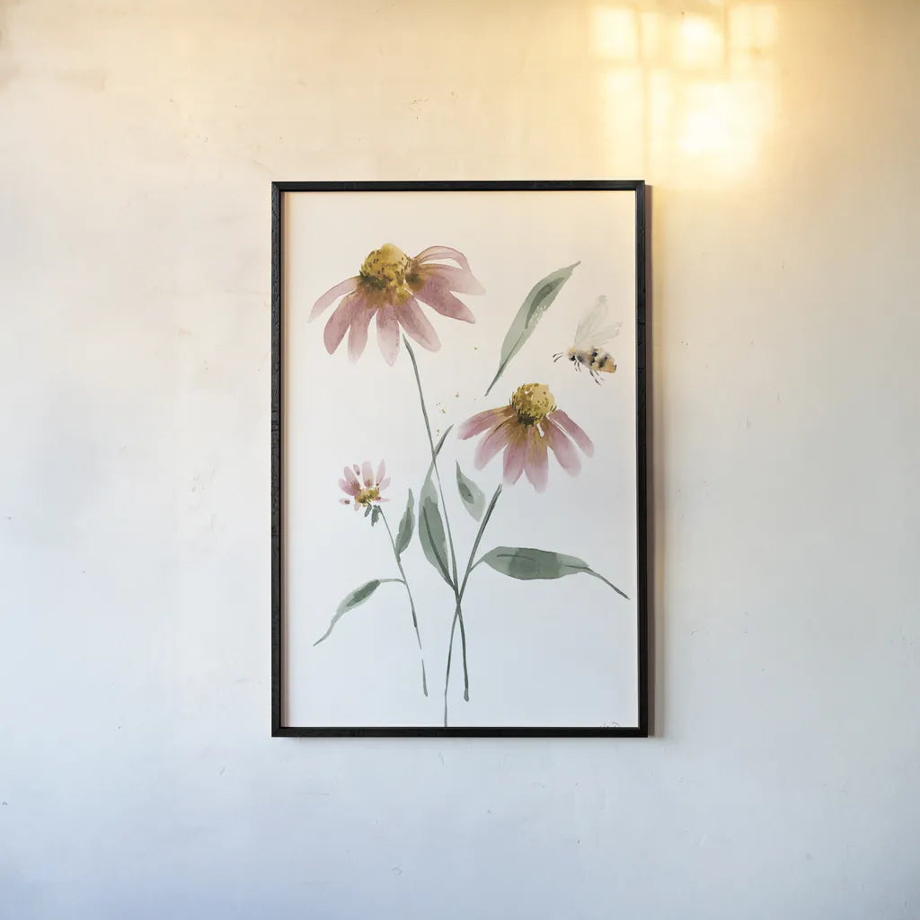 Wild for Honeybloom Wildflowers V by Katrina Pete. shown as a paper print in a black flame. Available as a archival giclee rolled canvas, fine art paper, or poster print. SKU 88077h.