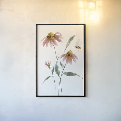 Wild for Honeybloom Wildflowers V by Katrina Pete. shown as a paper print in a black flame. Available as a archival giclee rolled canvas, fine art paper, or poster print. SKU 88077h.