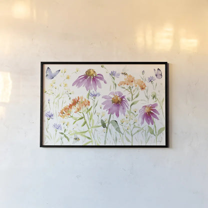 Wild for Wildflowers I by Katrina Pete. shown as a paper print in a black flame. Available as a archival giclee rolled canvas, fine art paper, or poster print. SKU 82750i.