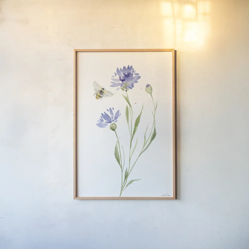 Wild for Wildflowers III by Katrina Pete. shown as a paper print in a natural frame. Available as a archival giclee rolled canvas, fine art paper, or poster print. SKU 82752h.