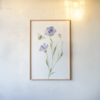 Wild for Wildflowers III by Katrina Pete. shown as a paper print in a natural frame. Available as a archival giclee rolled canvas, fine art paper, or poster print. SKU 82752h.