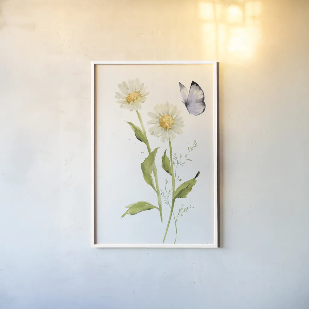 Wild for Wildflowers IV by Katrina Pete. shown as a paper print in a white frame. Available as a archival giclee rolled canvas, fine art paper, or poster print. SKU 82753h.