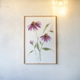 Wild for Wildflowers V by Katrina Pete. shown as a paper print in a natural frame. Available as a archival giclee rolled canvas, fine art paper, or poster print. SKU 82754h.