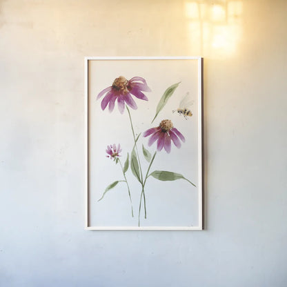 Wild for Wildflowers V by Katrina Pete. shown as a paper print in a white frame. Available as a archival giclee rolled canvas, fine art paper, or poster print. SKU 82754h.