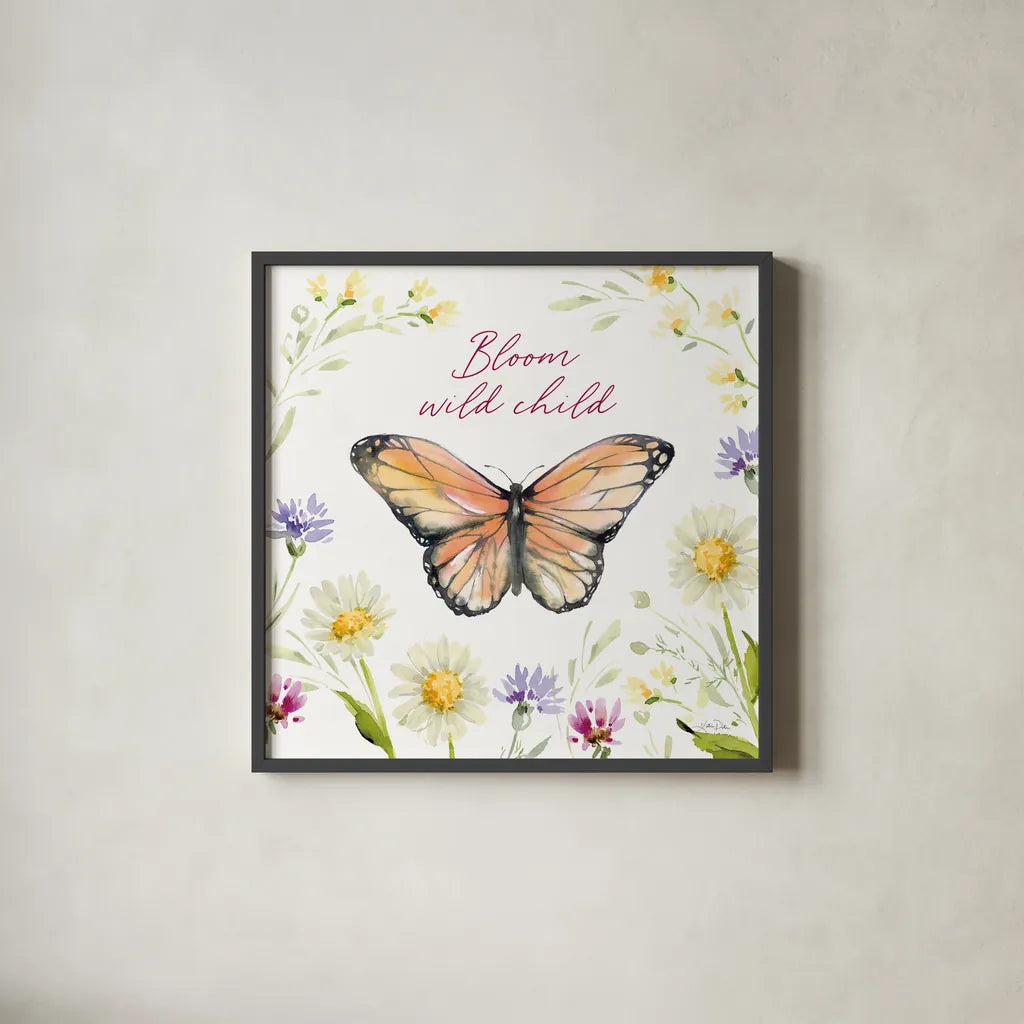 Wild for Wildflowers VI by Katrina Pete. Shown in a sleek black glass frame for a contemporary gallery look. Available as an archival giclee rolled canvas, fine art paper, or poster print. SKU 82755a.