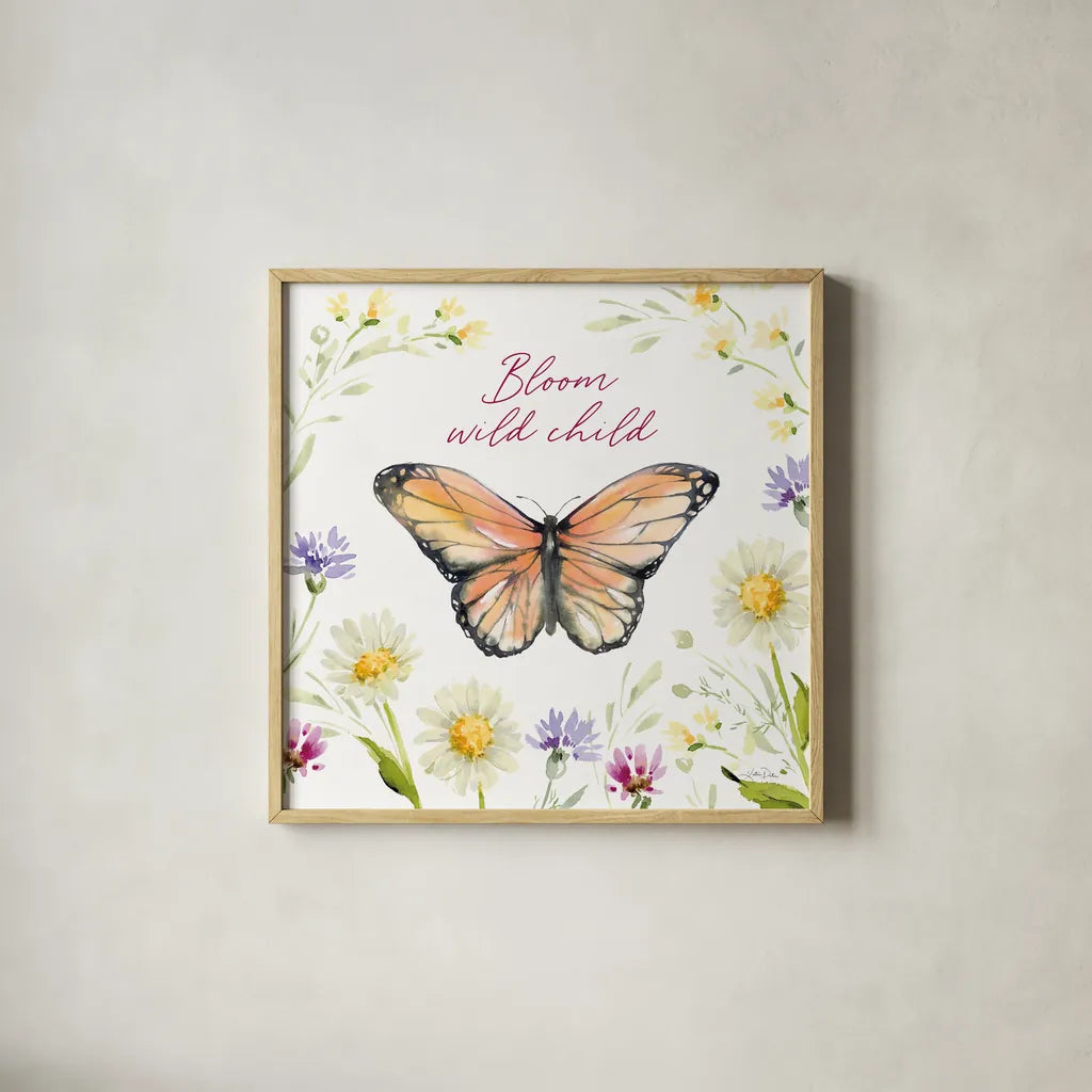 Wild for Wildflowers VI by Katrina Pete. Shown in a natural wood glass frame for a timeless modern aesthetic. Available as an archival giclee rolled canvas, fine art paper, or poster print. SKU 82755a.