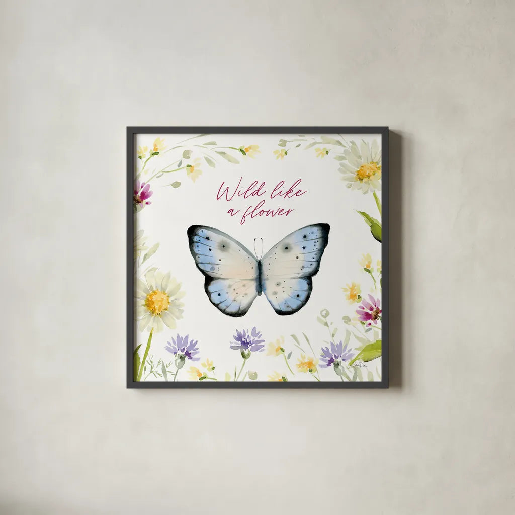 Wild for Wildflowers VII by Katrina Pete. Shown in a sleek black glass frame for a contemporary gallery look. Available as an archival giclee rolled canvas, fine art paper, or poster print. SKU 82756a.