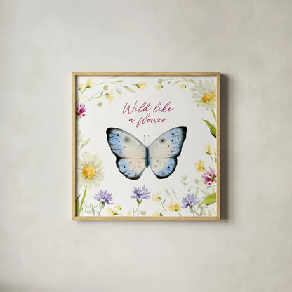 Wild for Wildflowers VII by Katrina Pete. Shown in a natural wood glass frame for a timeless modern aesthetic. Available as an archival giclee rolled canvas, fine art paper, or poster print. SKU 82756a.