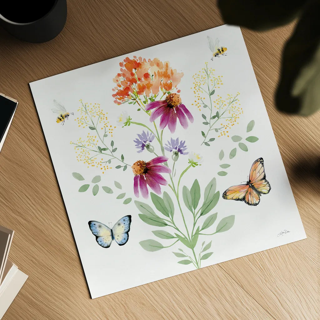 Wild for Wildflowers VIII by Katrina Pete. Shown as a detailed flat fine art print, highlighting archival giclee quality. Available as an archival giclee rolled canvas, fine art paper, or poster print. SKU 82757a.
