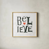 Believe by Kellie Day. Shown in a natural wood glass frame for a timeless modern aesthetic. Available as an archival giclee rolled canvas, fine art paper, or poster print. SKU 29368a.