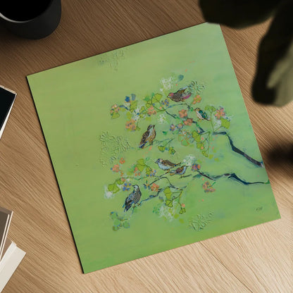 Bird Song by Kellie Day. Shown as a detailed flat fine art print, highlighting archival giclee quality. Available as an archival giclee rolled canvas, fine art paper, or poster print. SKU 56321a.