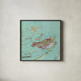 Birds of a Feather v2 by Kellie Day. Shown in a sleek black glass frame for a contemporary gallery look. Available as an archival giclee rolled canvas, fine art paper, or poster print. SKU 28721a.