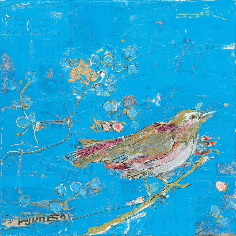 Birds of a Feather v2 Blue by Kellie Day. SKU 36083a. Archival Giclee Fine art print for wall decor.
