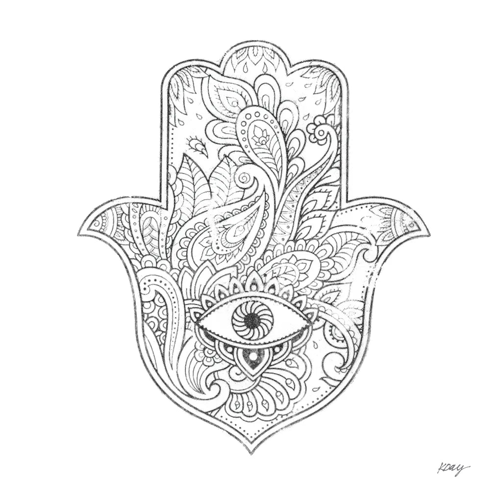 Buddha Hamsa Eye by Kellie Day. SKU 72720a. Archival Giclee Fine art print for wall decor.