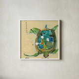 Chentes Turtle by Kellie Day. Shown in a crisp white glass frame for a clean and minimalist style. Available as an archival giclee rolled canvas, fine art paper, or poster print. SKU 27635a.