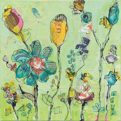 Doodle Garden by Kellie Day. SKU 27632a. Archival Giclee Fine art print for wall decor.