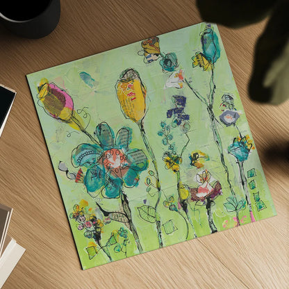 Doodle Garden by Kellie Day. Shown as a detailed flat fine art print, highlighting archival giclee quality. Available as an archival giclee rolled canvas, fine art paper, or poster print. SKU 27632a.