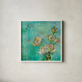 Effulgence by Kellie Day. Shown in a crisp white glass frame for a clean and minimalist style. Available as an archival giclee rolled canvas, fine art paper, or poster print. SKU 21663a.