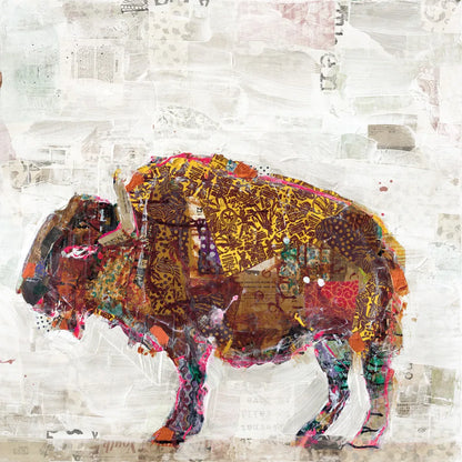 El Buffalo Warm Grey by Kellie Day. SKU 36050a. Archival Giclee Fine art print for wall decor.