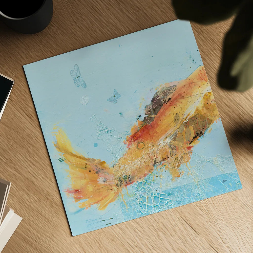 Fish in the Sea I Aqua by Kellie Day. Shown as a detailed flat fine art print, highlighting archival giclee quality. Available as an archival giclee rolled canvas, fine art paper, or poster print. SKU 36057a.