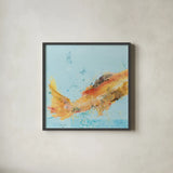 Fish in the Sea I Aqua by Kellie Day. Shown in a sleek black glass frame for a contemporary gallery look. Available as an archival giclee rolled canvas, fine art paper, or poster print. SKU 36057a.