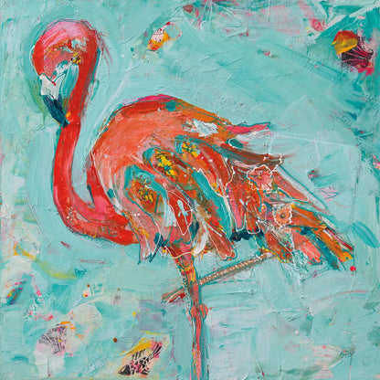 Flamingo by Kellie Day. SKU 37195a. Archival Giclee Fine art print for wall decor.