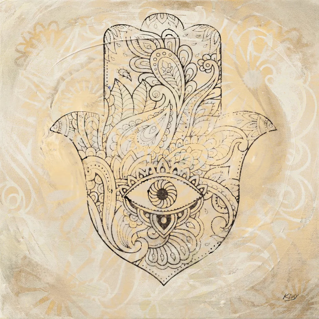 Hamsa Eye Neutral by Kellie Day. SKU 70610a. Archival Giclee Fine art print for wall decor.