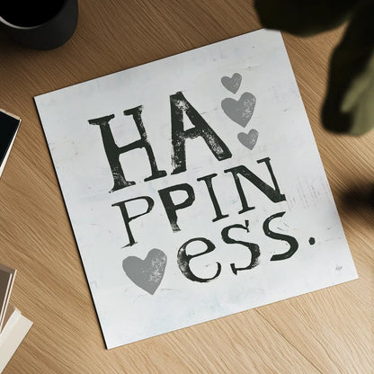 Happiness Gray Hearts by Kellie Day. Shown as a detailed flat fine art print, highlighting archival giclee quality. Available as an archival giclee rolled canvas, fine art paper, or poster print. SKU 31339a.