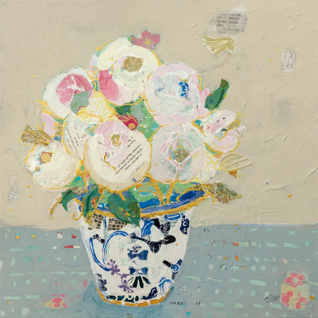 Kristens Peonies Neutral by Kellie Day. SKU 70611a. Archival Giclee Fine art print for wall decor.